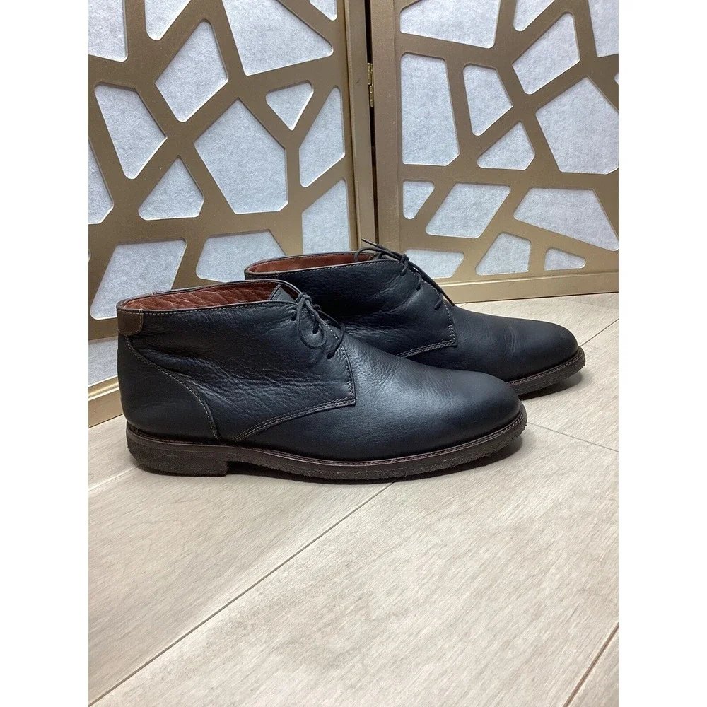 Johnston Murphy Men Copeland Chukka Black Tumbled Soft Sheep Leather 12 M Boots